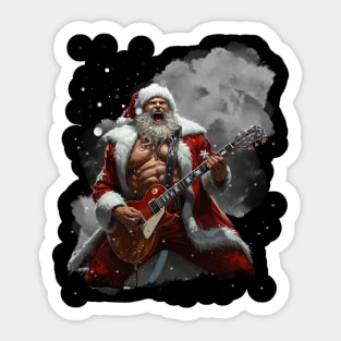 Rock Star Santa Claus Playing Guitar Sticker